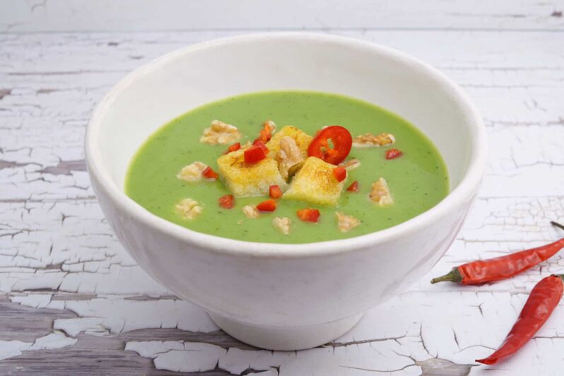 Vegane Brokkoli-Suppe mit Chili-Croutons - Martina&amp;#39;s Kochsalon